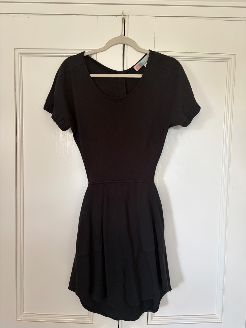 Free People Backless Black Short-Sleeve Mini Dress